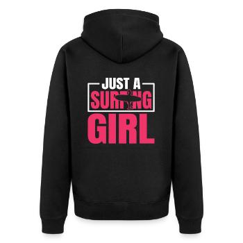 Surfer Surfen Just A Surfing Girl - Unisex Premium Organic Zip Hoodie - black - Back - Nico (187cm)