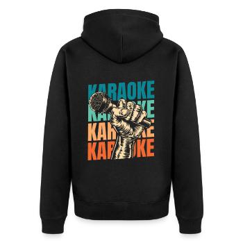 Karaoke - Unisex Premium Bio Zip Hoodie - Schwarz - Hinten - Nico (187cm)