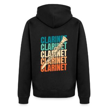 Klarinette Klarinettist - Unisex Premium Bio Zip Hoodie - Schwarz - Hinten - Nico (187cm)