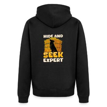 Barn Hunt Hide And Seek Expert - Unisex Premium Organic Zip Hoodie - black - Back - Nico (187cm)