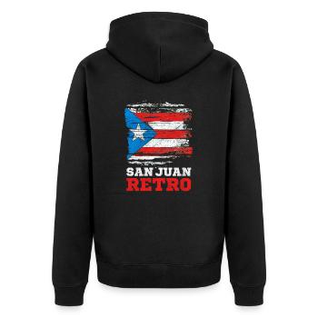 Puerto Rico Flag San Juan Retro - Unisex Premium Organic Zip Hoodie - black - Back - Nico (187cm)