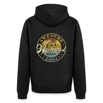 21ter Hochzeitstag toller Ehemann seit 2003 Retro - Unisex Premium Bio Zip Hoodie - Schwarz - Hinten - Nico (187cm)