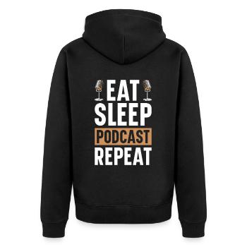 Podcast Host Podcaster Podcasting Podcast Listener - Unisex Premium Organic Zip Hoodie - black - Back - Nico (187cm)