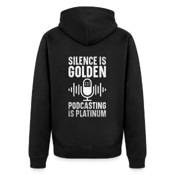Podcast Host Podcaster Podcasting Podcast Hörer - Unisex Premium Bio Zip Hoodie - Schwarz - Hinten - Nico (187cm)
