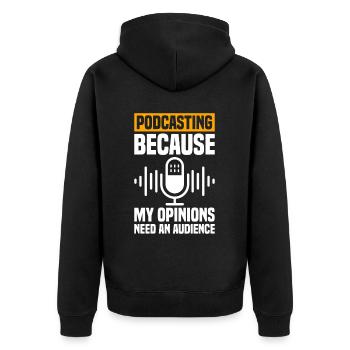 Podcast Host Podcaster Podcasting Podcast Listener - Unisex Premium Organic Zip Hoodie - black - Back - Nico (187cm)
