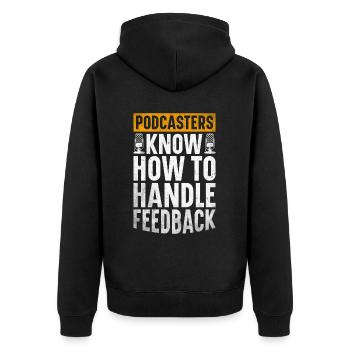 Podcast Host Podcaster Podcasting Podcast Listener - Unisex Premium Organic Zip Hoodie - black - Back - Nico (187cm)