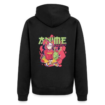 Fanatique d’anime - Veste à capuche bio Premium Unisexe - noir - Dos - Nico (187cm)