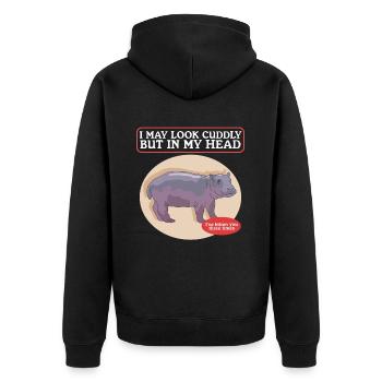 Hippopotame Bébé hippopotame Hippopotames Hippopotames cadeau - Veste à capuche bio Premium Unisexe - noir - Dos - Nico (187cm)