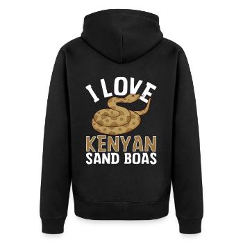 I love Kenyan sand boas snake - Unisex Premium Organic Zip Hoodie - black - Back - Nico (187cm)