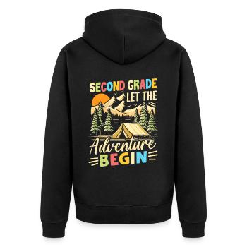 Second Grade Let The Adventure Begin - Unisex Premium Organic Zip Hoodie - black - Back - Nico (187cm)