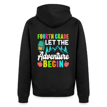 Fourth Grade Let The Adventure Begin - Unisex Premium Bio Zip Hoodie - Schwarz - Hinten - Nico (187cm)