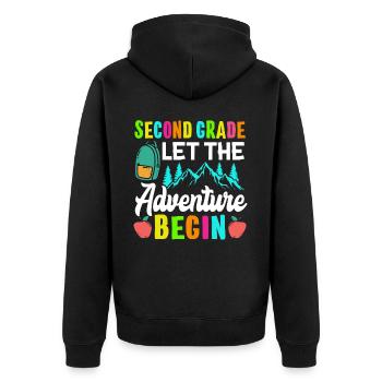 Second Grade Let The Adventure Begin - Unisex Premium Organic Zip Hoodie - black - Back - Nico (187cm)