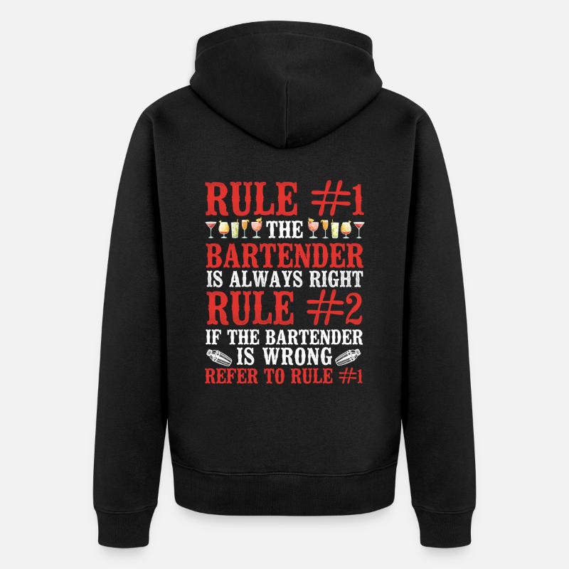 Bartender Mixologist Rule #1 The - Unisex Premium Bio Zip Hoodie - Schwarz