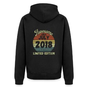 Awesome since July 2018 - Geburtstag - Unisex Premium Bio Zip Hoodie - Schwarz - Hinten - Nico (187cm)