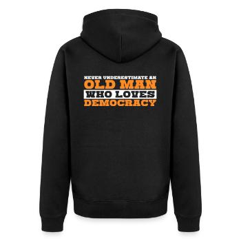 Démocratique, Démocrate, Élections, Démocratie - Veste à capuche bio Premium Unisexe - noir - Dos - Nico (187cm)