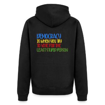 Élections Démocratie Démocratique - Veste à capuche bio Premium Unisexe - noir - Dos - Nico (187cm)