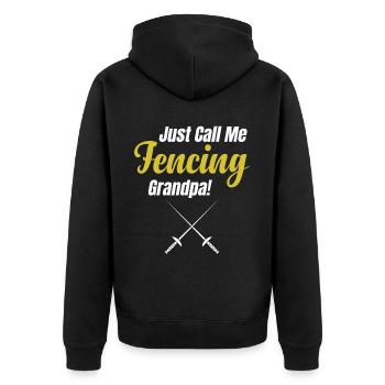 Nenn Mich Einfach Fecht-opa! En Garde Athlet - Unisex Premium Bio Zip Hoodie - Schwarz - Hinten - Nico (187cm)