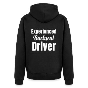 Fahrer Auf Dem Rücksitz, Weil Man Manchmal Eine - Unisex Premium Bio Zip Hoodie - Schwarz - Hinten - Nico (187cm)