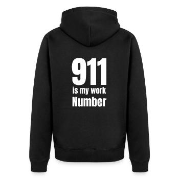 Is my work number Dispatcher First - Unisex Premium Organic Zip Hoodie - black - Back - Nico (187cm)