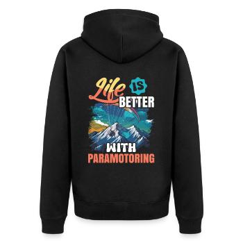 Paramotoring paramotoring - Unisex Premium Organic Zip Hoodie - black - Back - Nico (187cm)