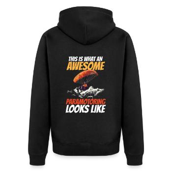Paramotoring paramotoring - Unisex Premium Organic Zip Hoodie - black - Back - Nico (187cm)
