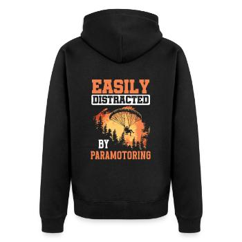 Paramotoring paramotoring - Unisex Premium Organic Zip Hoodie - black - Back - Nico (187cm)
