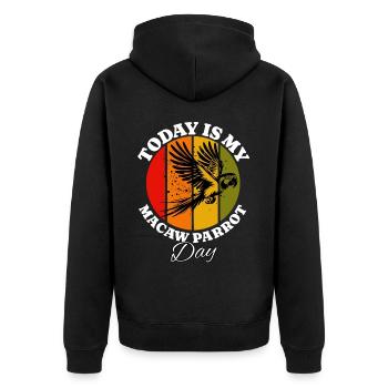 Papageie - Unisex Premium Bio Zip Hoodie - Schwarz - Hinten - Nico (187cm)