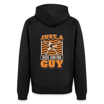 Ente Jagd Entenjagd Just A Duck Hunting Guy - Unisex Premium Organic Zip Hoodie - black - Back - Nico (187cm)