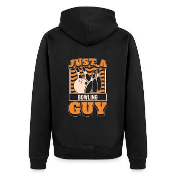 Bowling Bowlen Bowler Just A Bowling Guy - Unisex Premium Bio Zip Hoodie - Schwarz - Hinten - Nico (187cm)