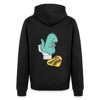 Coprolite Happens Koprolith Fossilien - Unisex Premium Bio Zip Hoodie - Schwarz - Hinten - Nico (187cm)