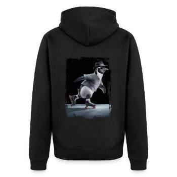 Pinguin Eiskunstlauf Geschenk - Unisex Premium Bio Zip Hoodie - Schwarz - Hinten - Nico (187cm)
