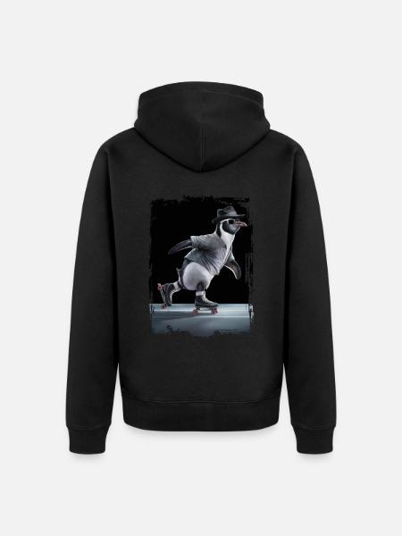 Pinguin Eiskunstlauf Geschenk - Unisex Premium Bio Zip Hoodie - Schwarz