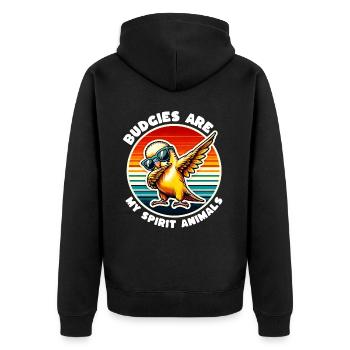 Lustige Wellensittich Sprüche - Unisex Premium Bio Zip Hoodie - Schwarz - Hinten - Nico (187cm)
