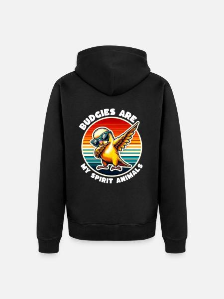 Lustige Wellensittich Sprüche - Unisex Premium Bio Zip Hoodie - Schwarz
