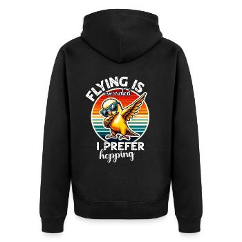 Lustige Wellensittich Sprüche - Unisex Premium Bio Zip Hoodie - Schwarz - Hinten - Nico (187cm)