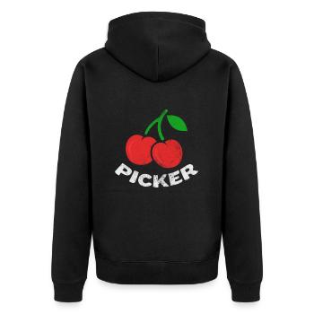 Cherry - Unisex Premium Organic Zip Hoodie - black - Back - Nico (187cm)