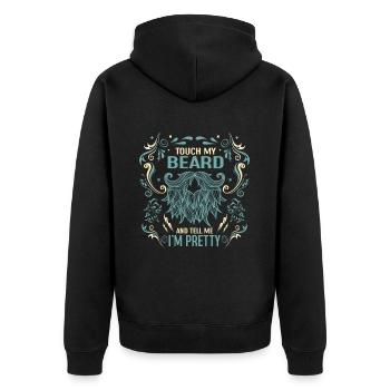 Citation de barbe, Touche ma barbe et dis-moi que je suis jolie - Veste à capuche bio Premium Unisexe - noir - Dos - Nico (187cm)