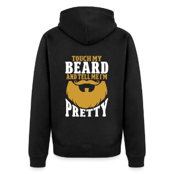 Citation de barbe, Touche ma barbe et dis-moi que je suis jolie - Veste à capuche bio Premium Unisexe - noir - Dos - Nico (187cm)