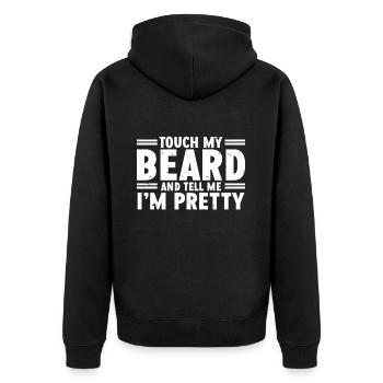 Citation de barbe, Touche ma barbe et dis-moi que je suis jolie - Veste à capuche bio Premium Unisexe - noir - Dos - Nico (187cm)