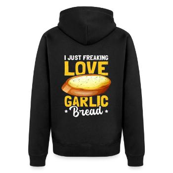 Knoblauchbrot Knoblauch Brote Geschenk - Unisex Premium Bio Zip Hoodie - Schwarz - Hinten - Nico (187cm)