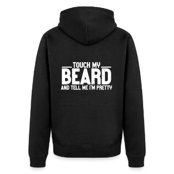 Citation de barbe, Touche ma barbe et dis-moi que je suis jolie - Veste à capuche bio Premium Unisexe - noir - Dos - Nico (187cm)