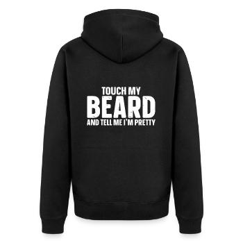 Citation de barbe, Touche ma barbe et dis-moi que je suis jolie - Veste à capuche bio Premium Unisexe - noir - Dos - Nico (187cm)