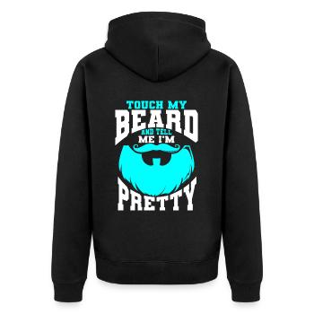Citation de barbe, Touche ma barbe et dis-moi que je suis jolie - Veste à capuche bio Premium Unisexe - noir - Dos - Nico (187cm)
