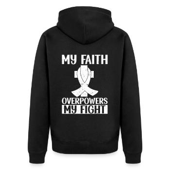 Lungenkrebs-Bewusstseinsmonat Weiße Schleife - Unisex Premium Bio Zip Hoodie - Schwarz - Hinten - Nico (187cm)