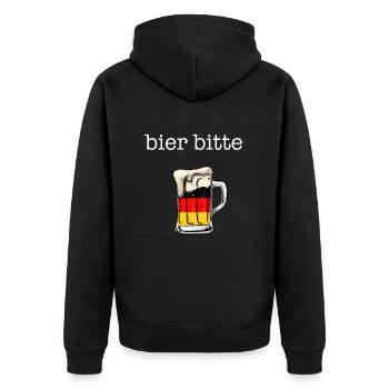bier bitte, beer please deutsch, germany - Unisex Premium Bio Zip Hoodie - Schwarz - Hinten - Nico (187cm)