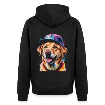 Labrador Retriever Snapback Cap Chien Design Print - Veste à capuche bio Premium Unisexe - noir - Dos - Nico (187cm)