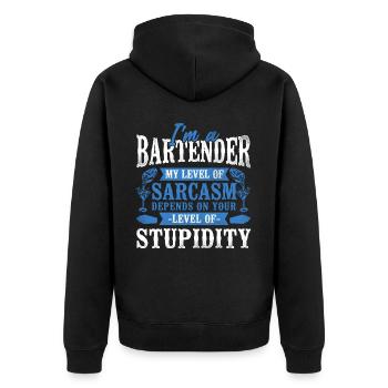 Barman Mixologue Je suis A - Veste à capuche bio Premium Unisexe - noir - Dos - Nico (187cm)