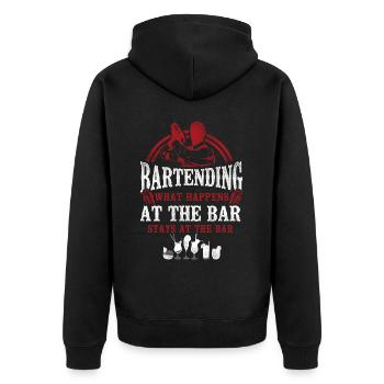 Bartender Mixologist Bartending - Unisex Premium Bio Zip Hoodie - Schwarz - Hinten - Nico (187cm)