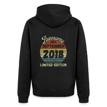 Awesome since September 2018 - Geburtstag - Unisex Premium Bio Zip Hoodie - Schwarz - Hinten - Nico (187cm)