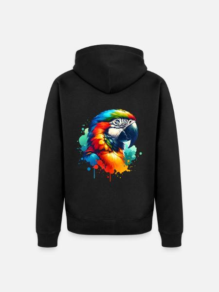 Papageie Sprüche - Unisex Premium Bio Zip Hoodie - Schwarz